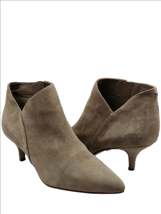 Sam Edelman Shoes - Sam Edelman Kadison Taupe Suede Leather V Cutout Point Toe Kitten Heel Bootie